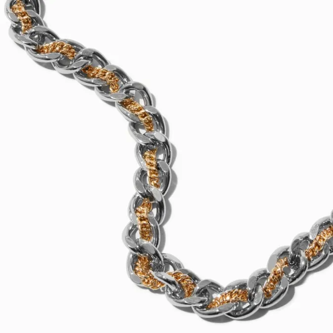 ICING Mixed Metal Weaved Chain Necklace