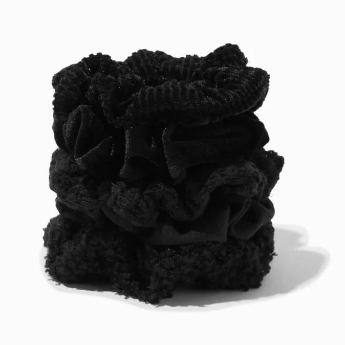 ICING Mixed Texture Black Hair Scrunchies - 5 Pack