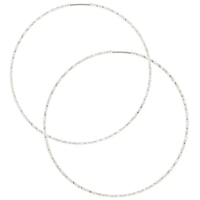 ICING 60MM Laser Cut Silver Hoop Earrings