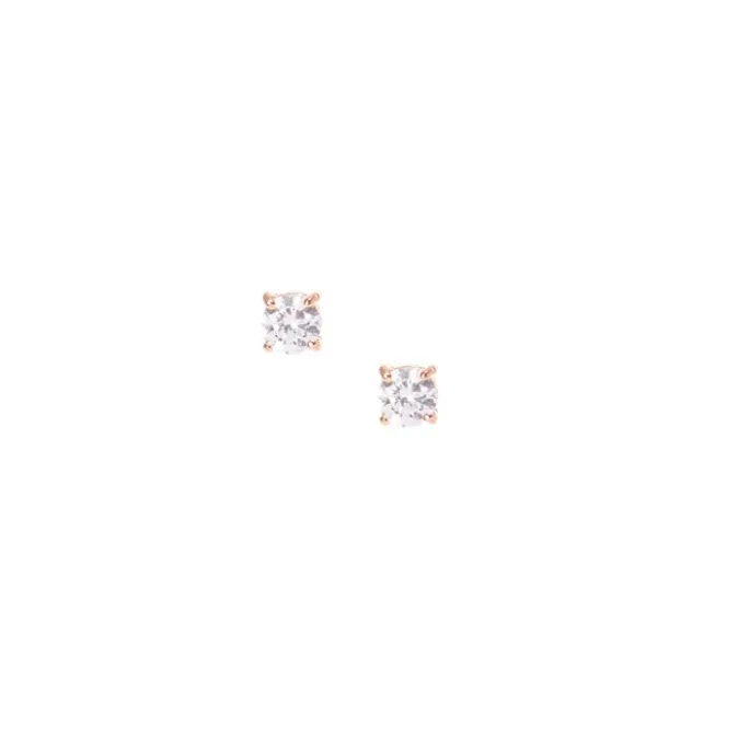 ICING 5MM Rose Gold Framed Round Cubic Zirconia Stud Earrings