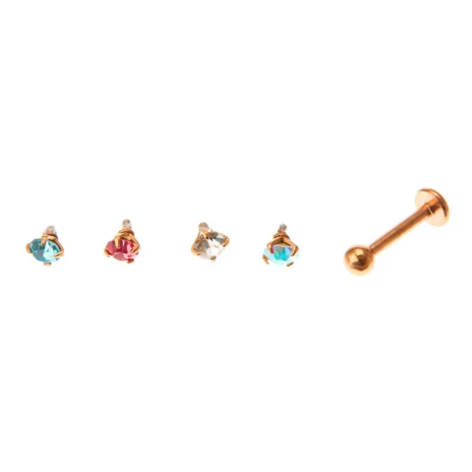 ICING Multi Crystal Changeable Tragus Flat Back Earrings - 5 Pack