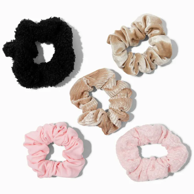ICING Neutral Mixed Texture Hair Scrunchies - 5 Pack