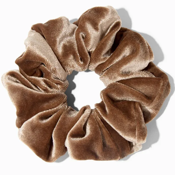 ICING Olive Brown Flat Velvet Medium Hair Scrunchie