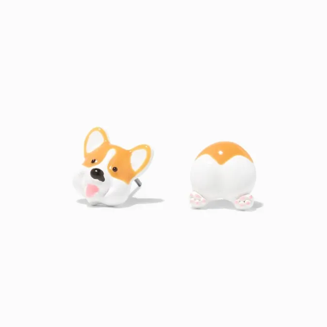 ICING Orange Corgi Dog Front & Back Earrings