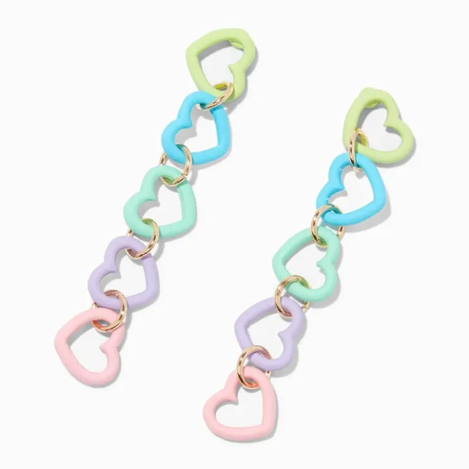 ICING Pastel Rubber Hearts 2" Linear Drop Earrings