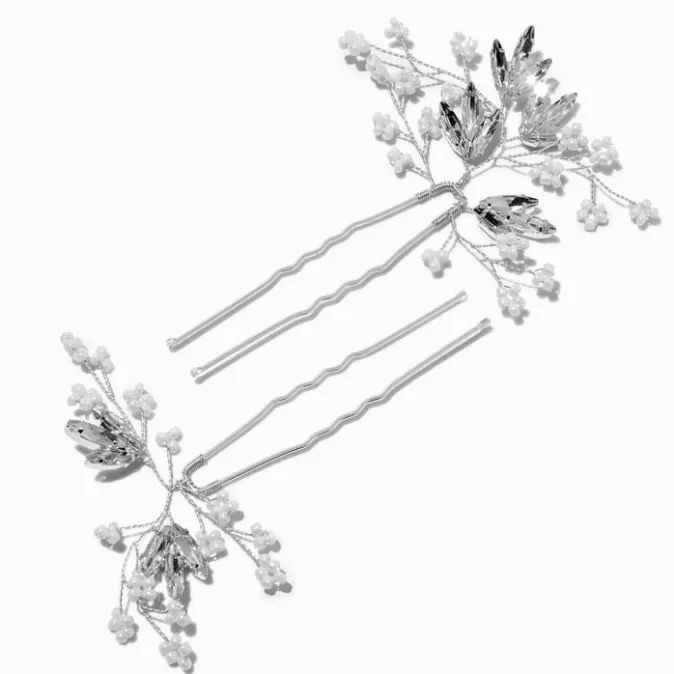 ICING Pearl Cherry Blossom Spray Hair Pins - 2 Pack