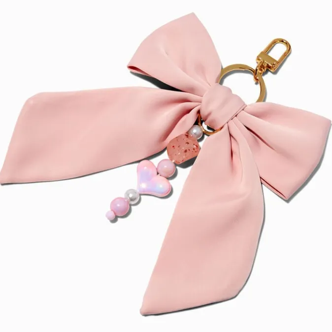 ICING Pink Bow Beaded Heart Charm Keychain
