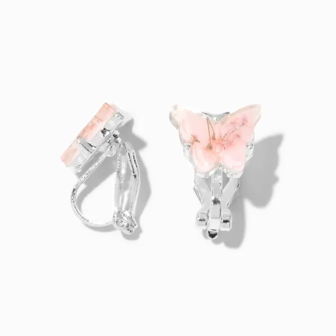 ICING Pink Floral Butterfly Clip-On Earrings