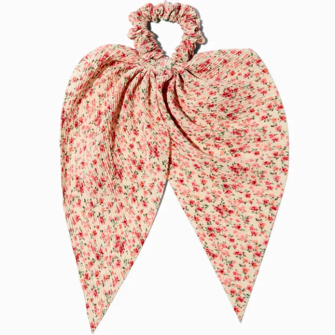 ICING Pink Floral Pleated Hair Scrunchie Scarf
