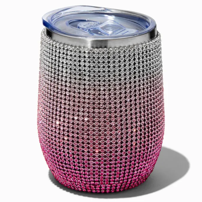 ICING Pink Ombr&eacute; Bling Travel Wine Glass