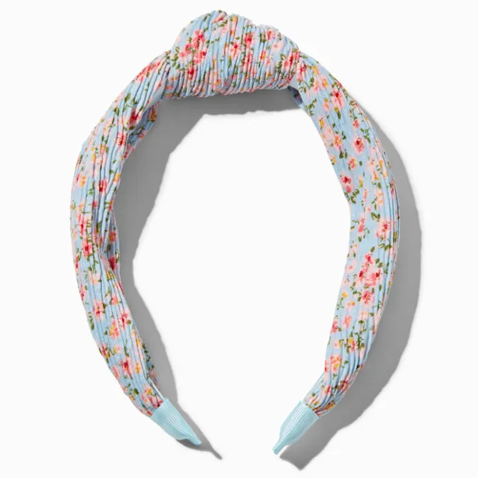 ICING Pleated Blue Floral Knotted Headband