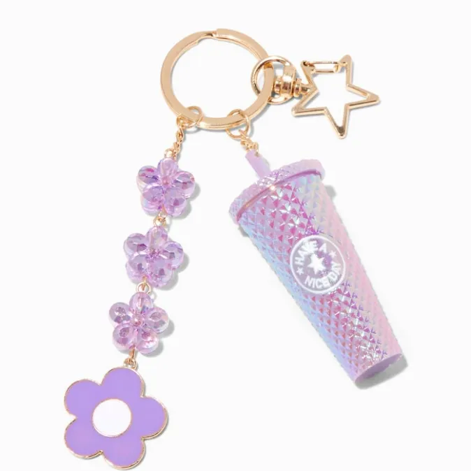 ICING Purple Coffee Tumbler Daisy Star Keychain