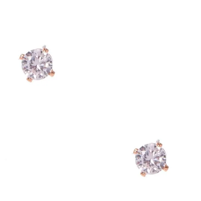 ICING Rose Gold 4MM Round Cubic Zirconia Stud Earrings