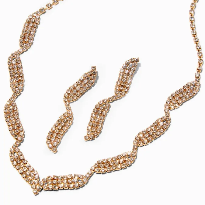 ICING Rose Gold Rhinestone Waves Jewelry Set - 2 Pack