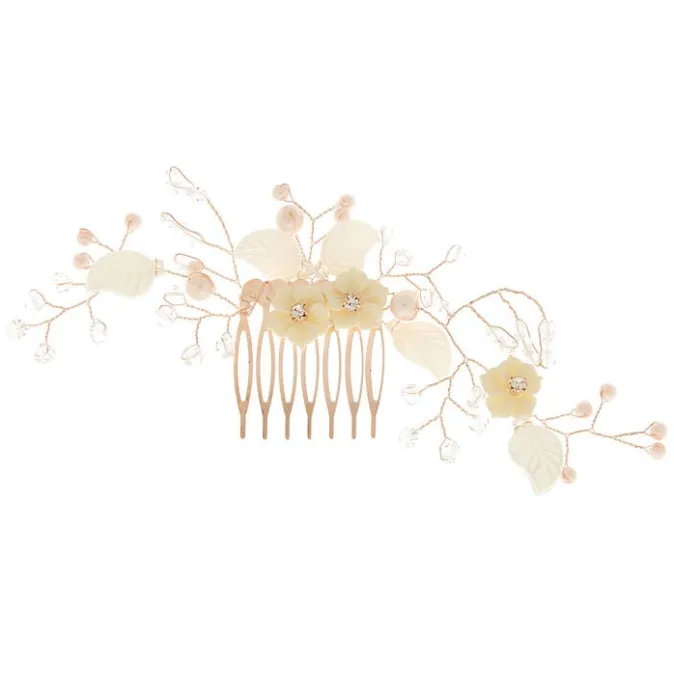 ICING Rose Gold Vintage Floral Hair Comb