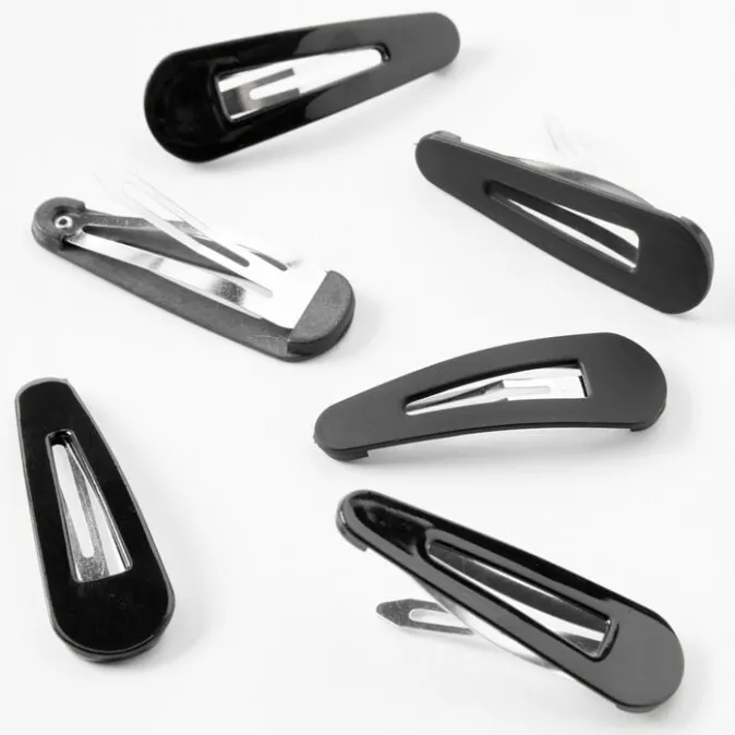 ICING Shiny & Matte Black Hair Clips - 6 Pack