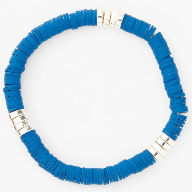 ICING Silver & White Disc Heishi Stretch Bracelet