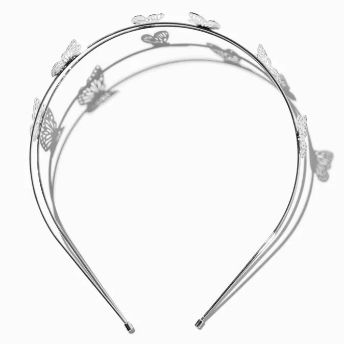 ICING Silver Butterfly Double Row Metal Headband