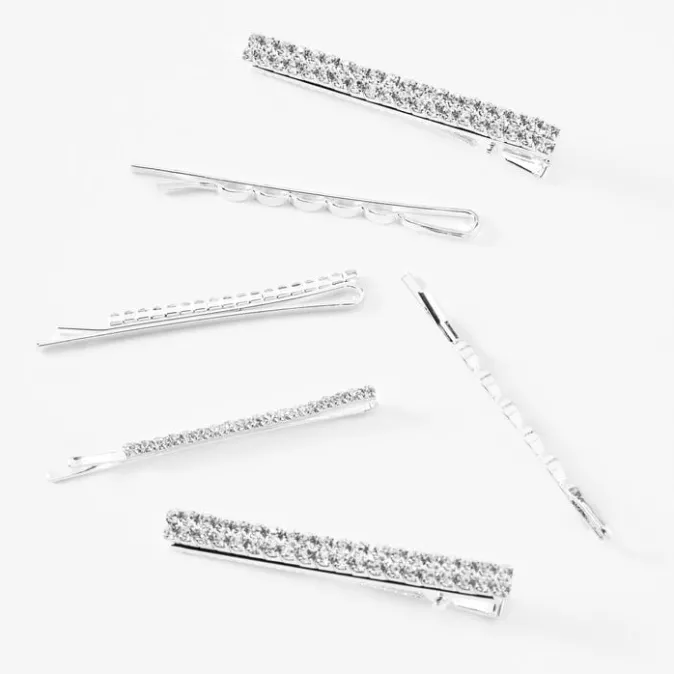 ICING Silver Crystal Bobby Pins - 6 Pack