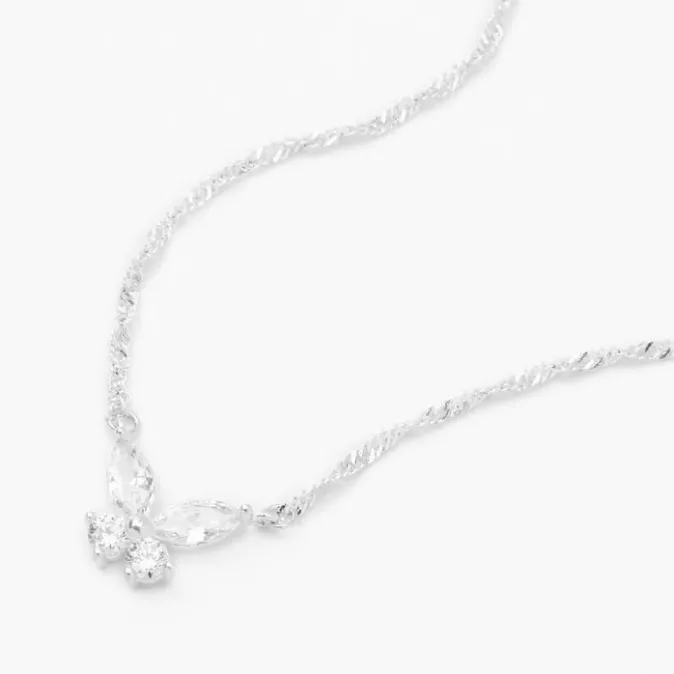 ICING Silver Crystal Butterfly Pendant Necklace