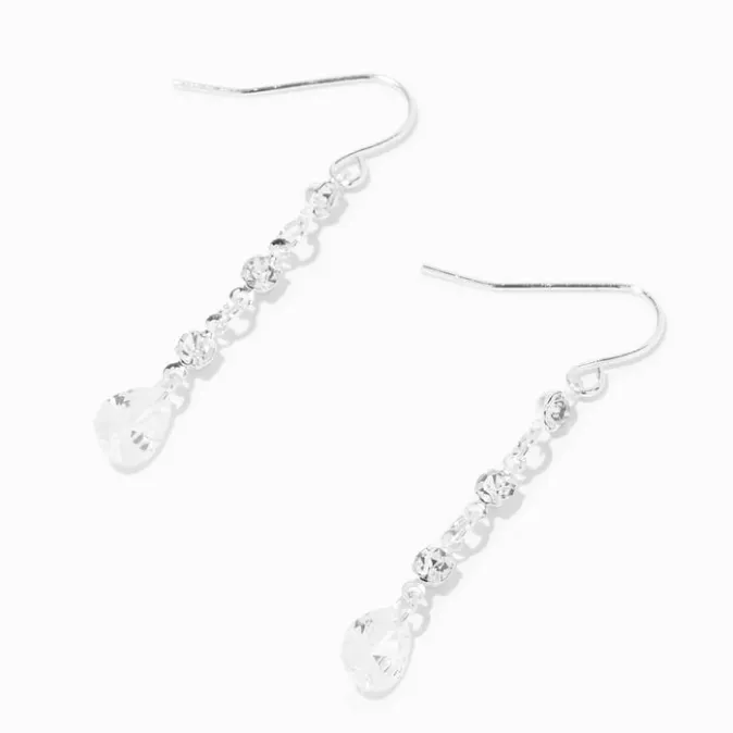 ICING Silver Delicate Cubic Zirconia 1.5" Drop Earrings