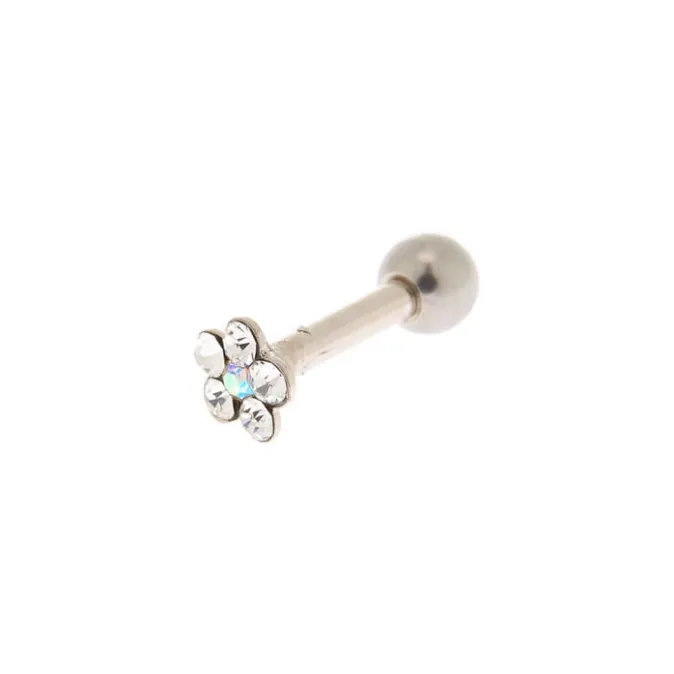 ICING Silver 16G Iridescent Flower Tragus Stud Earring