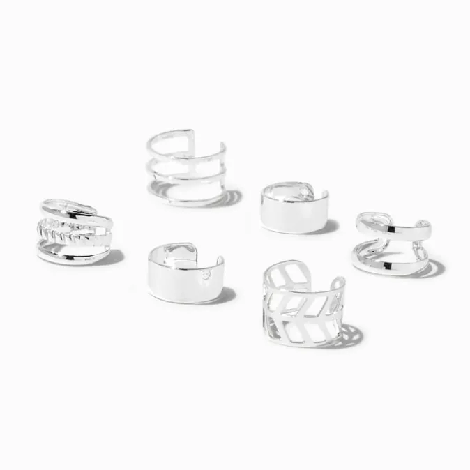 ICING Silver Geometric Ear Cuffs - 6 Pack