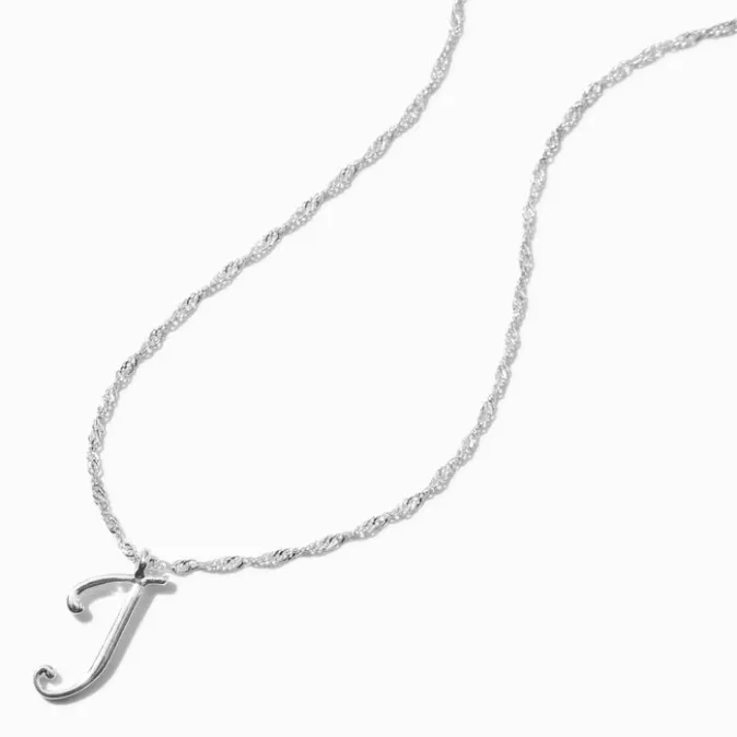 ICING Silver Large Script Initial Pendant Necklace - J