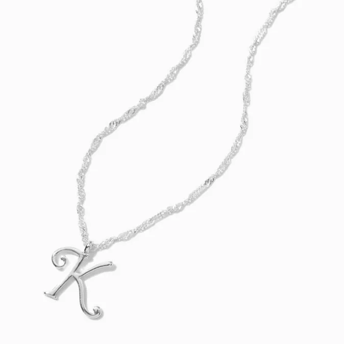 ICING Silver Large Script Initial Pendant Necklace - K