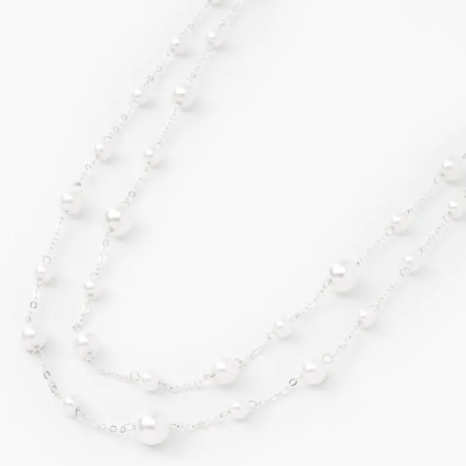 ICING Silver Layered Pearl Multi Strand Necklace