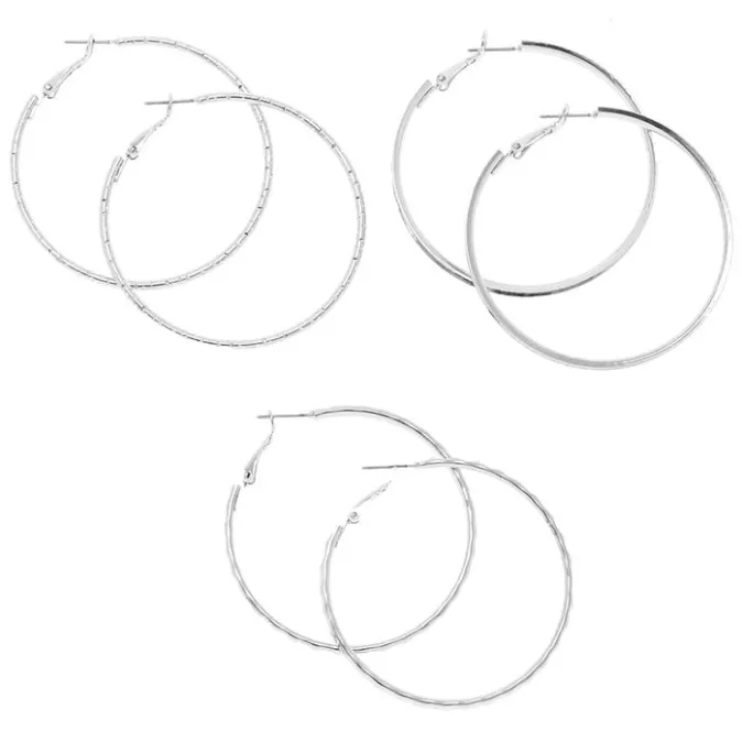 ICING Silver 50MM Hoop Earrings - 3 Pack