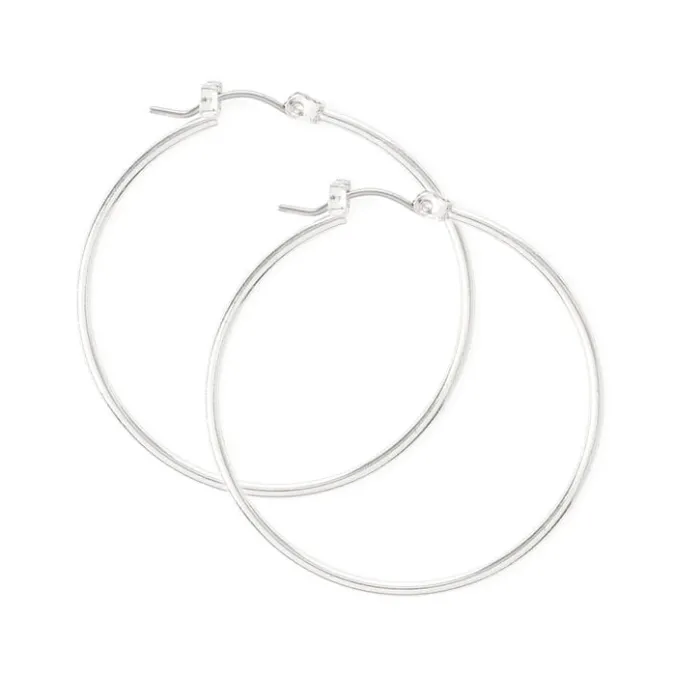 ICING Silver 40MM Thin Hoop Earrings