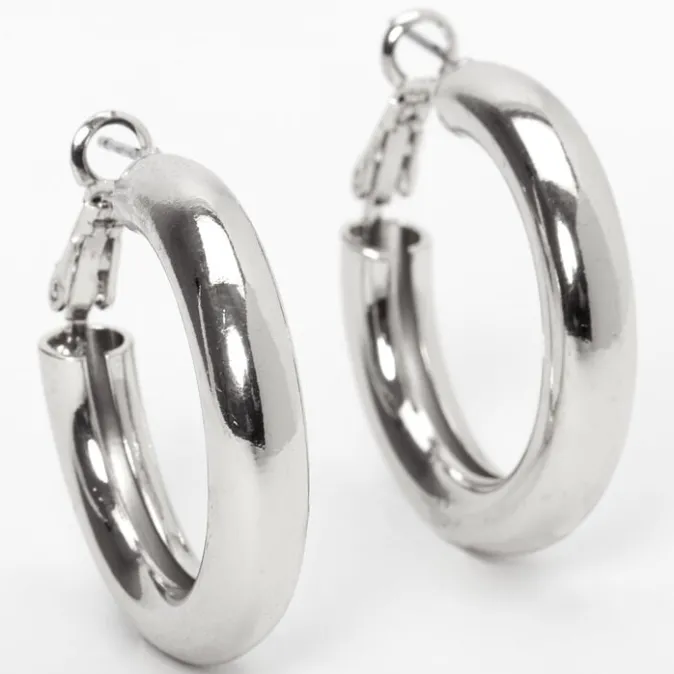 ICING Silver 30MM Tube Hoop Earrings