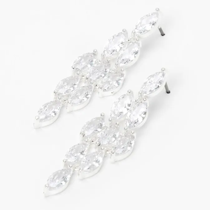 ICING Silver 2" Cubic Zirconia Chandelier Drop Earrings