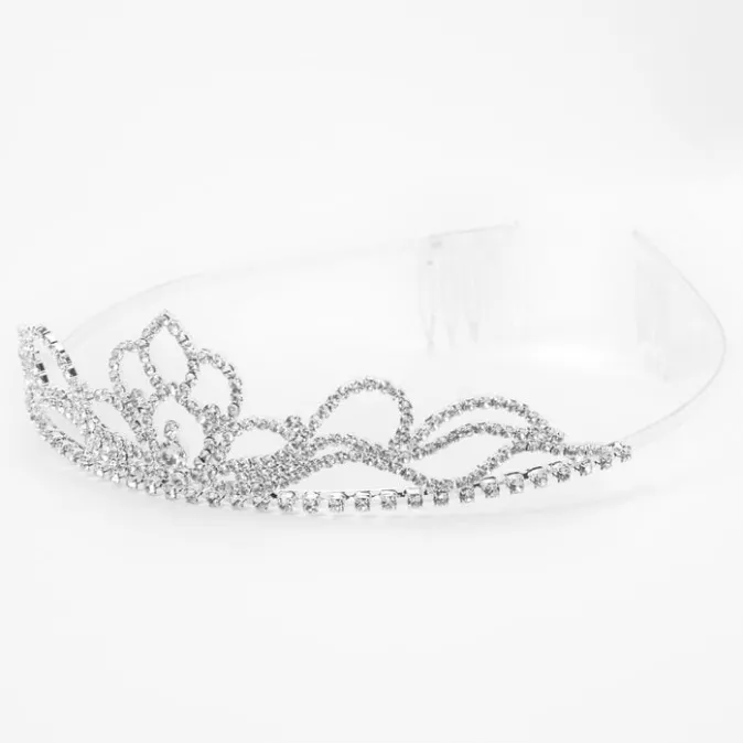ICING Silver Rhinestone Mini Lotus Tiara