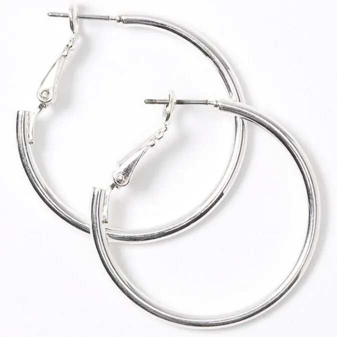 ICING Silver Sleek Hoop Earrings