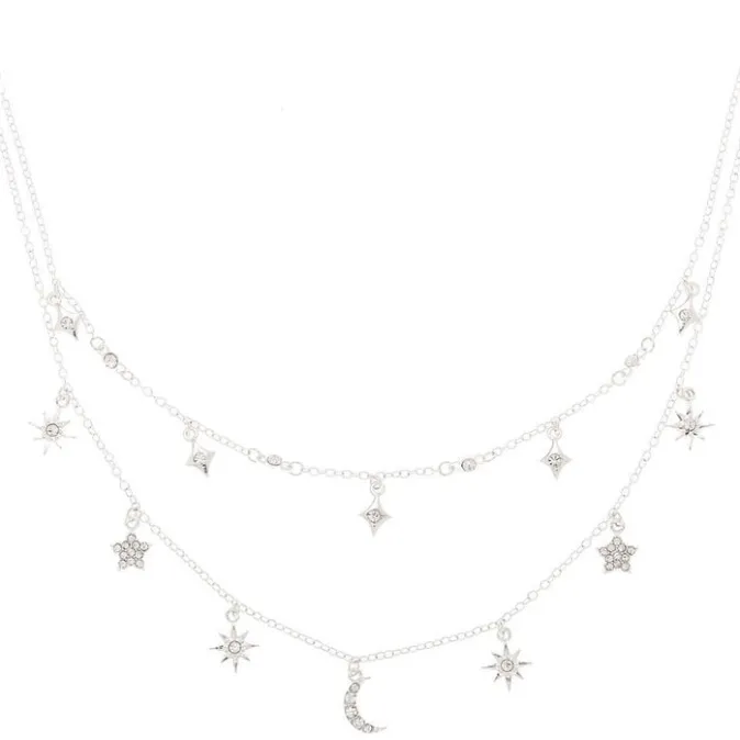 ICING Silver-tone Celestial Charm Multi-Strand Necklace