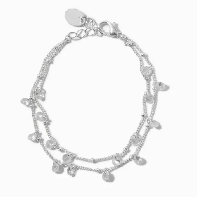 ICING Silver-tone Crystal Confetti Charm Multi-Strand Bracelet