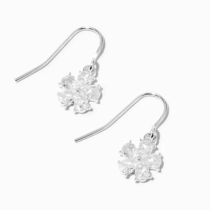 ICING Silver-tone Cubic Zirconia Daisy 0.5" Drop Earrings