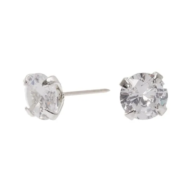 ICING Silver-tone Cubic Zirconia Round 5MM Stud Earrings