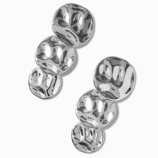 ICING Silver-tone Descending Circle 2" Drop Earrings