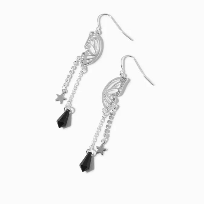 ICING Silver-tone Embellished Butterfly Wing 2" Drop Earrings