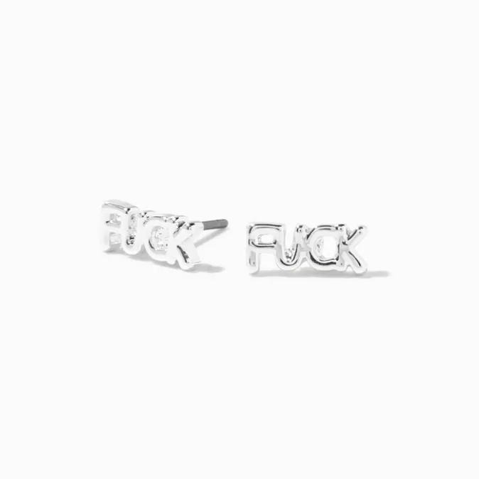 ICING Silver-tone F*ck Stud Earrings
