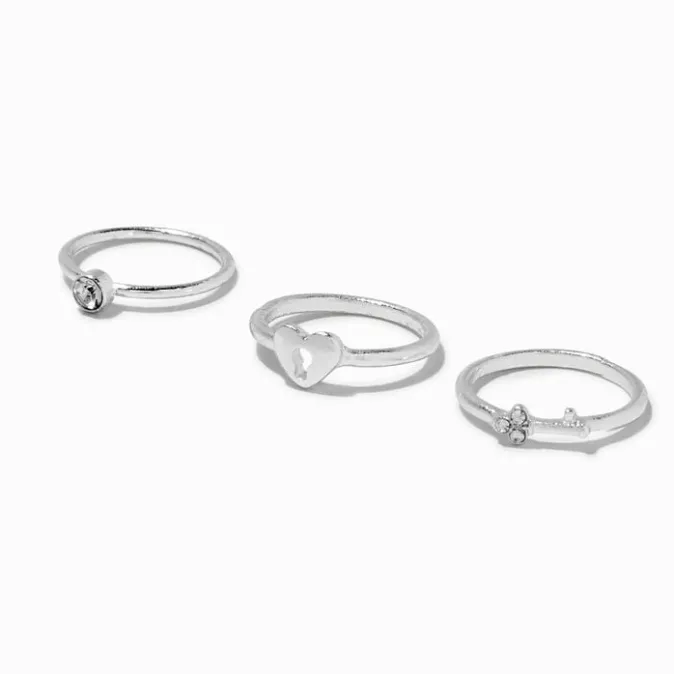 ICING Silver-tone Heart Midi Rings - 3 Pack