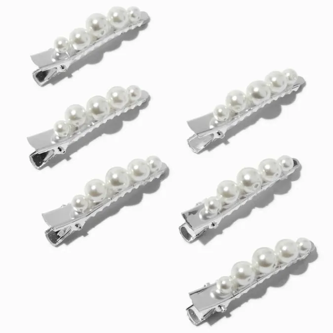 ICING Silver-tone Pearl Embellished Hair Clips - 6 Pack
