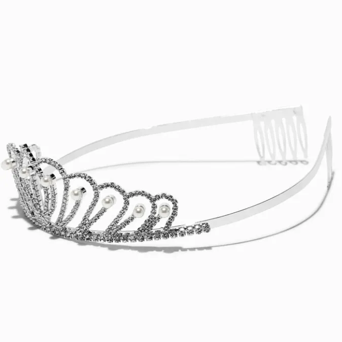 ICING Silver-tone Pearl Rhinestone Dragonfly Tiara