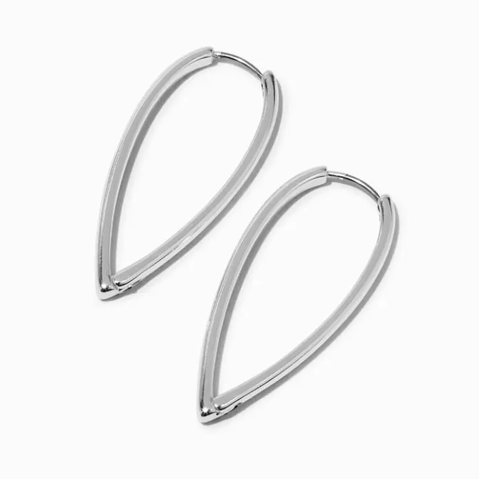 ICING Silver-tone Pointed 40MM Clicker Hoop Earrings