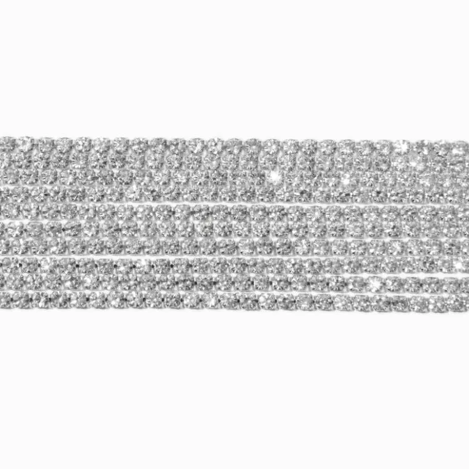 ICING Silver-tone Rhinestone Choker Necklace