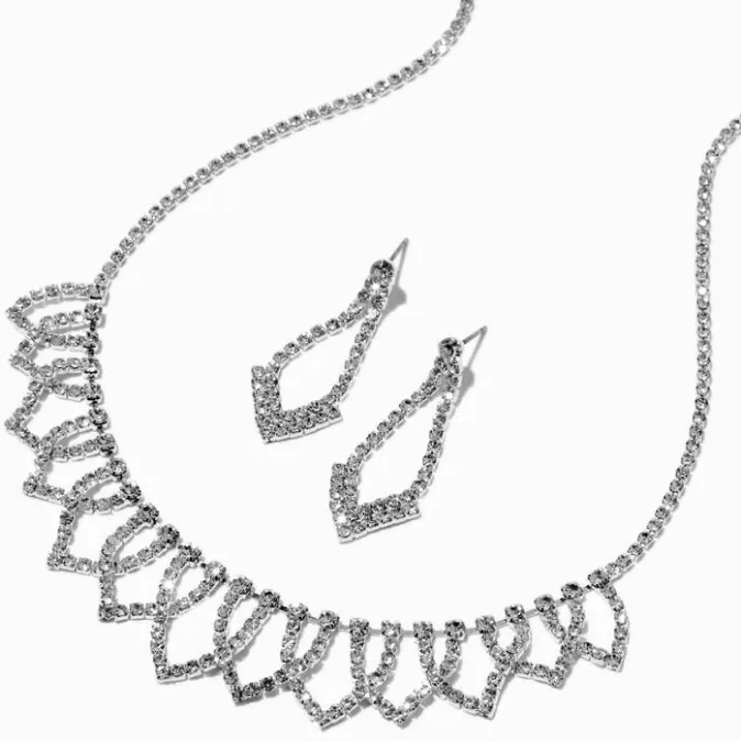 ICING Silver-tone Rhinestone Shirt Neck Jewelry Set - 2 Pack