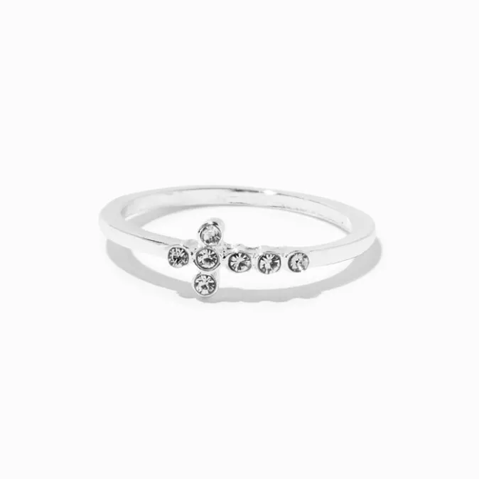 ICING Silver-tone Side Cross Ring